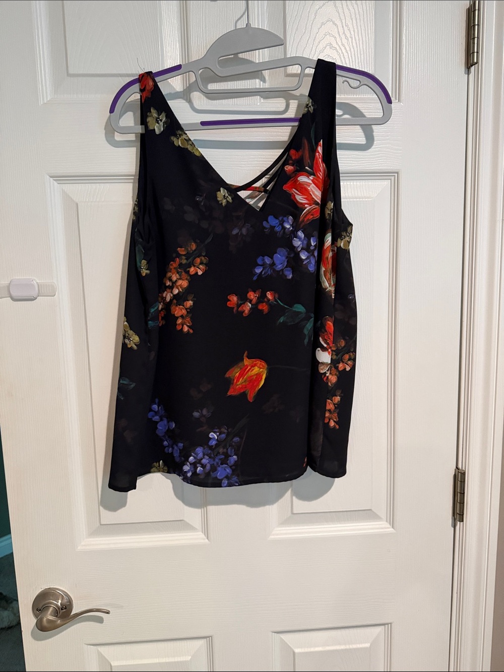 Express Black Floral V-Neck Strappy Cami